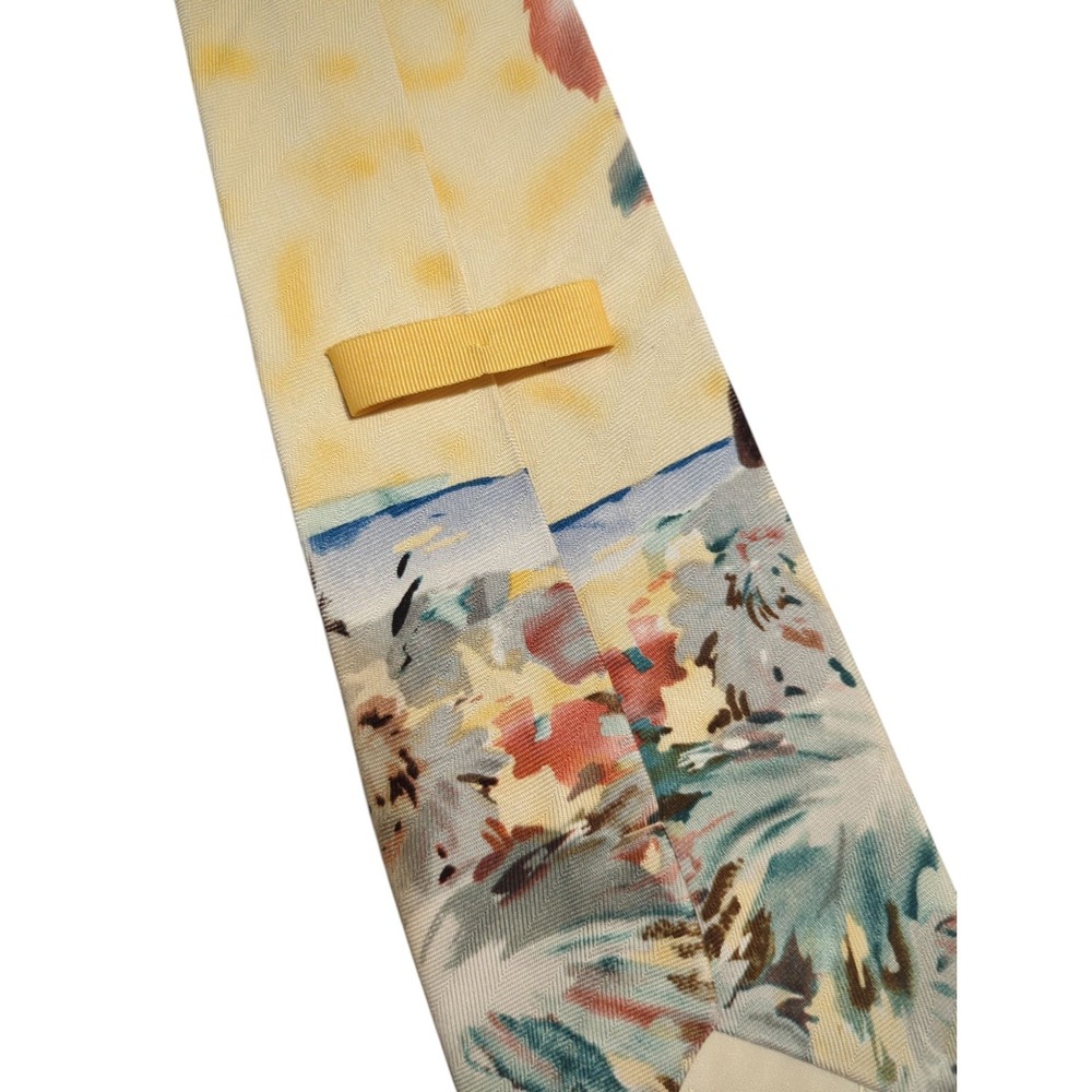 Tommy Bahama Mens Dress Tie Size 57" Yellow Hawaiian Lady Business Wedding - Picture 4 of 6